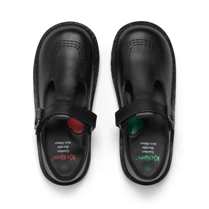 Infant Girls Kick T Bar Vel Leather Black