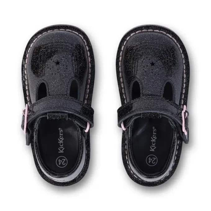 Infant Girls Kick Tbar Galactic Leather Black