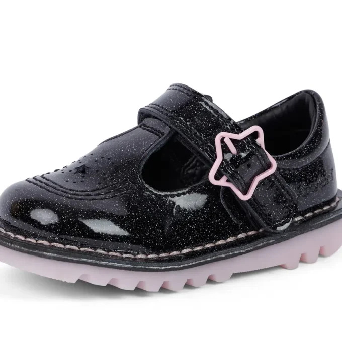 Infant Girls Kick Tbar Galactic Leather Black