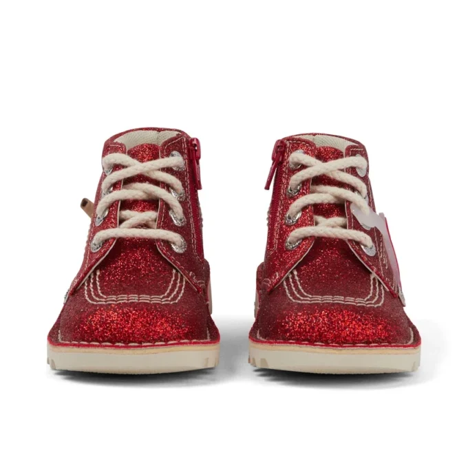 Infant Unisex Kick Hi Glitter Boots Red