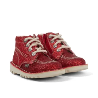 Infant Unisex Kick Hi Glitter Boots Red