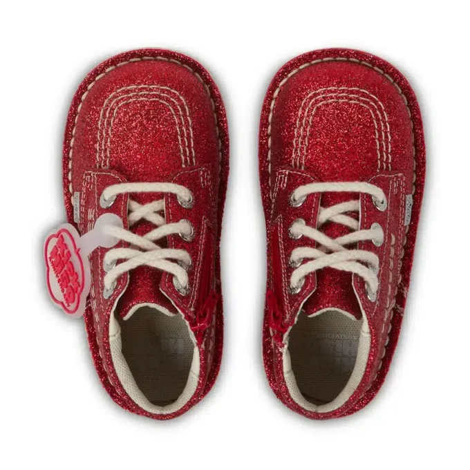 Infant Unisex Kick Hi Glitter Boots Red