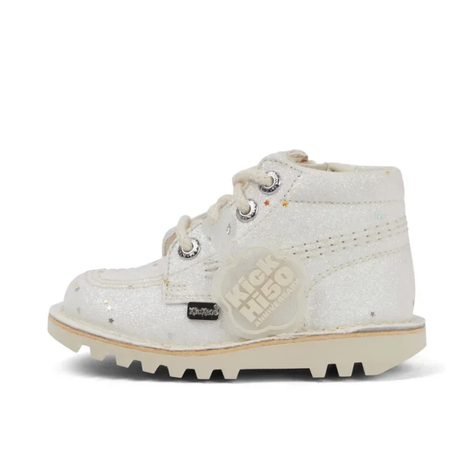 Infant Unisex Kick Hi Glitter Boots White