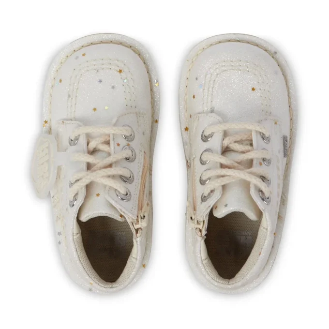 Infant Unisex Kick Hi Glitter Boots White