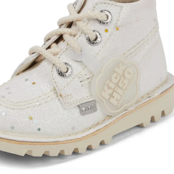 Infant Unisex Kick Hi Glitter Boots White