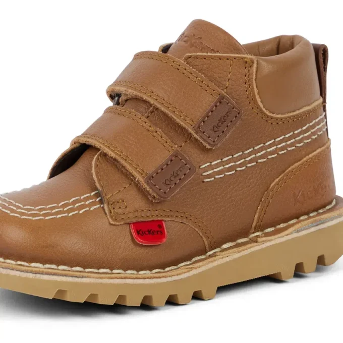 Infant Unisex Kick Hi Roll Leather Tan