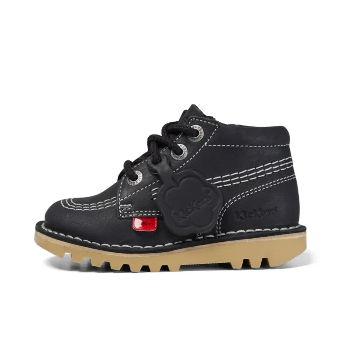 Infant Unisex Kick Hi Zip Leather Black/White