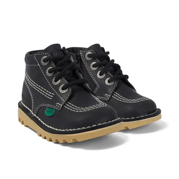 Infant Unisex Kick Hi Zip Leather Black/White