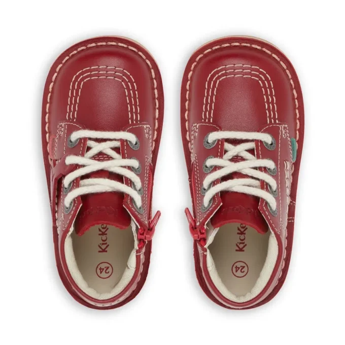 Infant Unisex Kick Hi Zip Leather Red