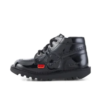 Infant Unisex Kick Hi Zip Patent Leather Black