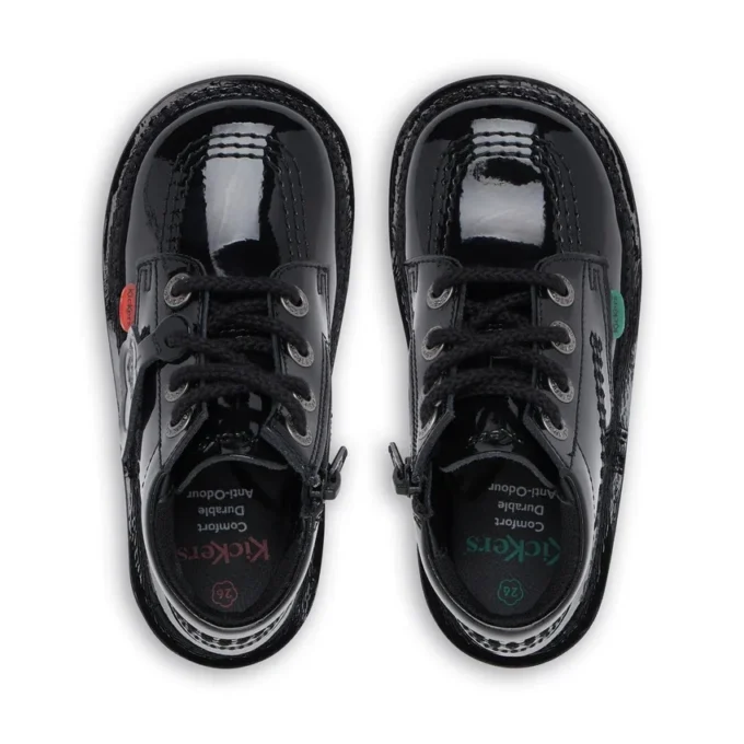 Infant Unisex Kick Hi Zip Patent Leather Black