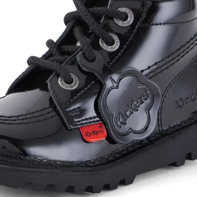 Infant Unisex Kick Hi Zip Patent Leather Black