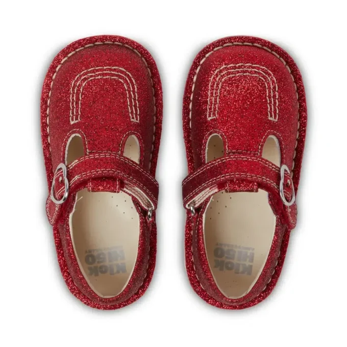 Infant Unisex Kick T-Bar Glitter Shoes Red