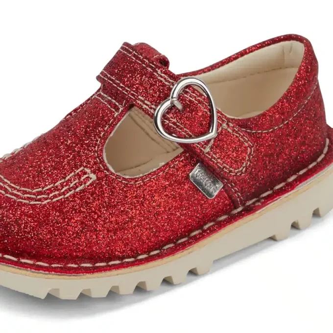 Infant Unisex Kick T-Bar Glitter Shoes Red