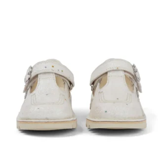 Infant Unisex Kick T-Bar Glitter Shoes White