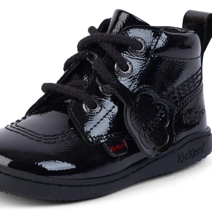 Infant Unisex Playflex Hi Crinkle Patent Leather Black