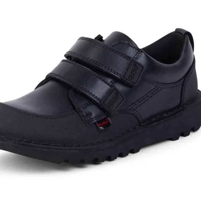 Junior Boys Kick Scuff Twin Leather Black