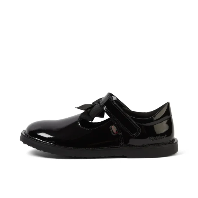 Junior Girls Adlar T Bar Bow Patent Leather Black