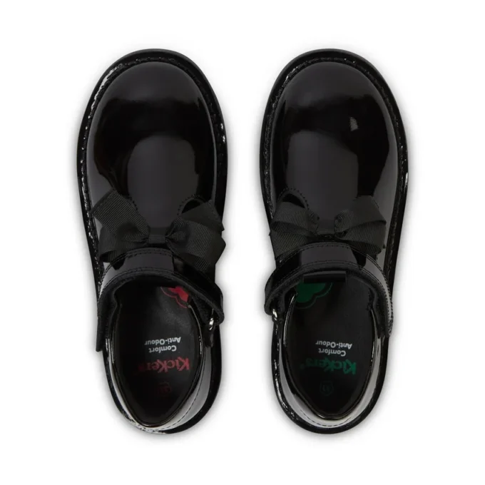 Junior Girls Adlar T Bar Bow Patent Leather Black