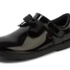 Junior Girls Adlar T Bar Bow Patent Leather Black
