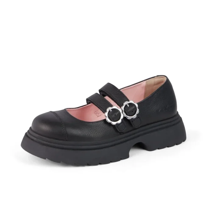 Junior Girls Kenzi MJ Shoes Leather Black