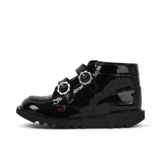 Junior Girls Kick Hi Meadow Patent Leather Boots Black