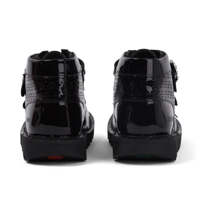 Junior Girls Kick Hi Meadow Patent Leather Boots Black