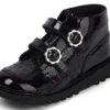 Junior Girls Kick Hi Meadow Patent Leather Boots Black
