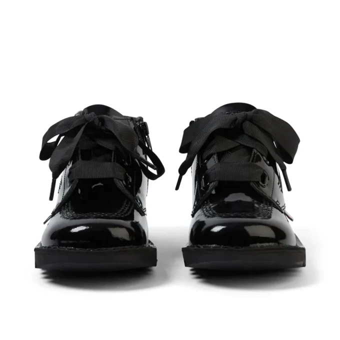 Junior Girls Kick Hi Ribbon Patent Leather Black