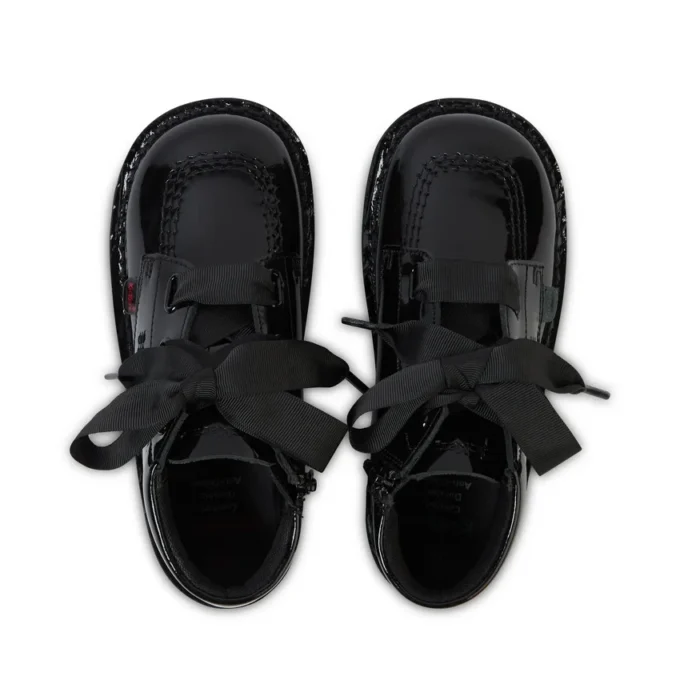 Junior Girls Kick Hi Ribbon Patent Leather Black