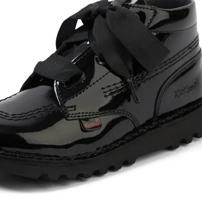 Junior Girls Kick Hi Ribbon Patent Leather Black