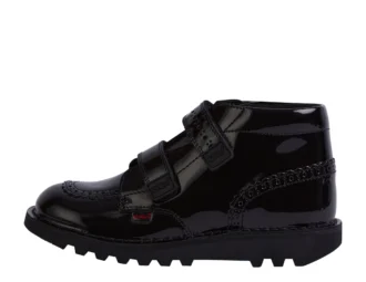 Junior Girls Kick Hi Vel Brogue Patent Leather Black