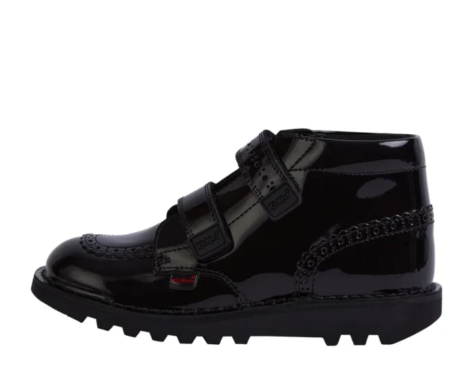 Junior Girls Kick Hi Vel Brogue Patent Leather Black