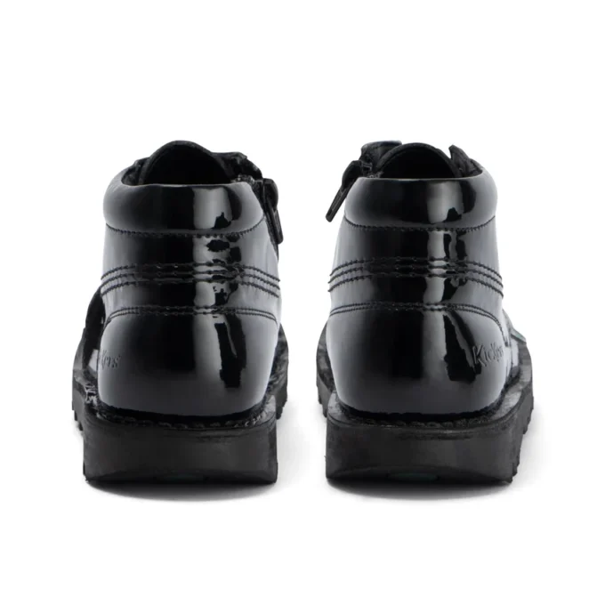 Junior Girls Kick Hi Zip Leather Alternative Patent Leather Black