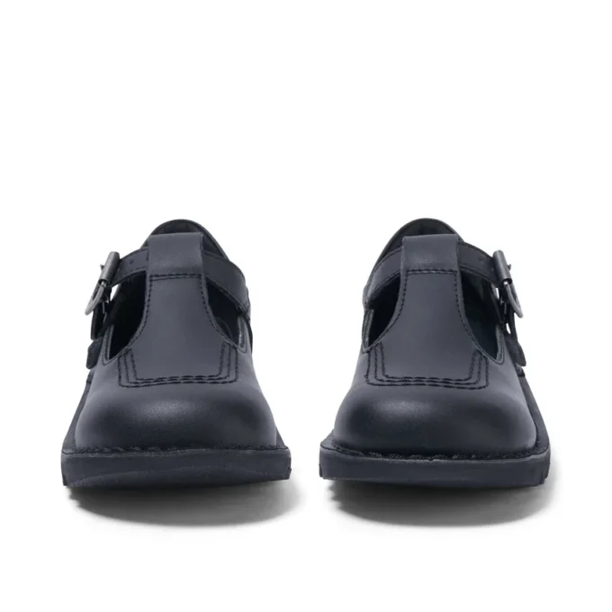 Junior Girls Kick T Bar Leather Alternative Black