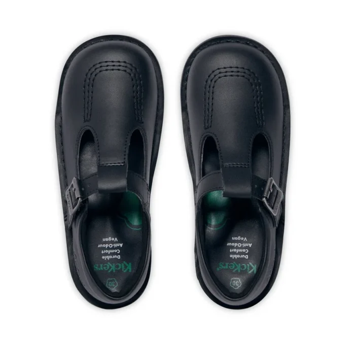 Junior Girls Kick T Bar Leather Alternative Black