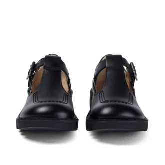 Junior Girls Kick T Bar Leather Black