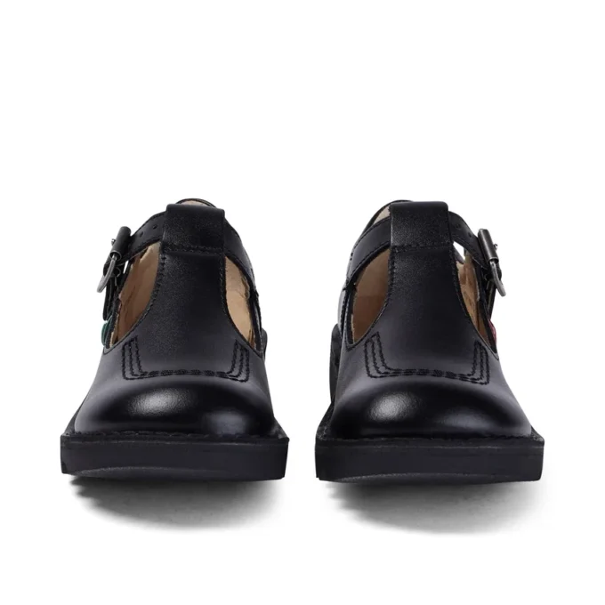 Junior Girls Kick T Bar Leather Black