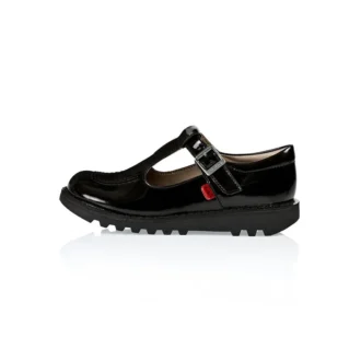 Junior Girls Kick T Bar Patent Leather Black