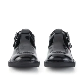 Junior Girls Kick T Bar Patent Leather Black