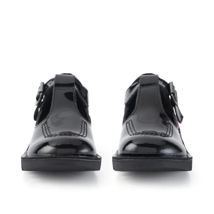 Junior Girls Kick T Bar Patent Leather Black