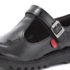 Junior Girls Kick T Bar Vel Patent Leather Black