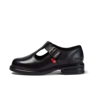 Junior Girls Lach T-Bar Leather Black