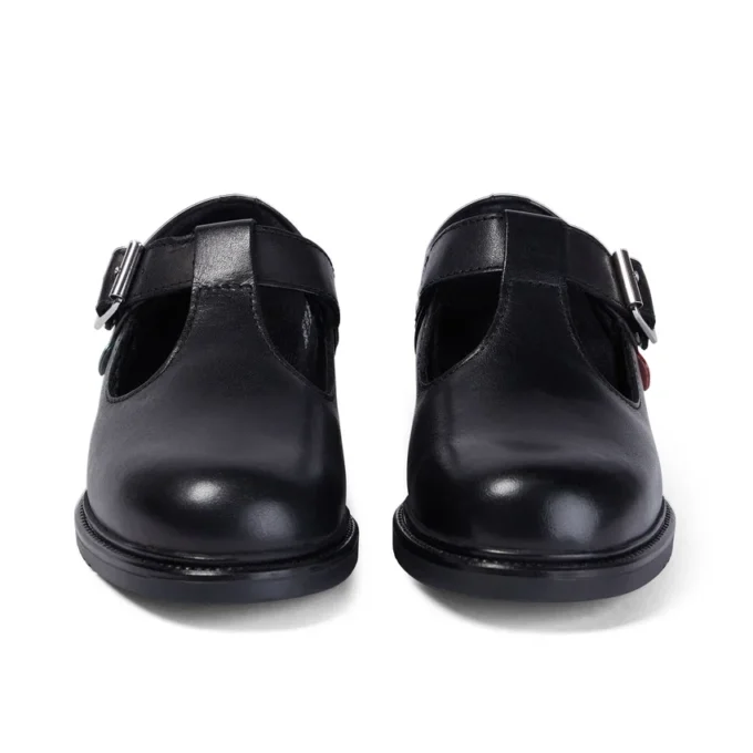 Junior Girls Lach T-Bar Leather Black