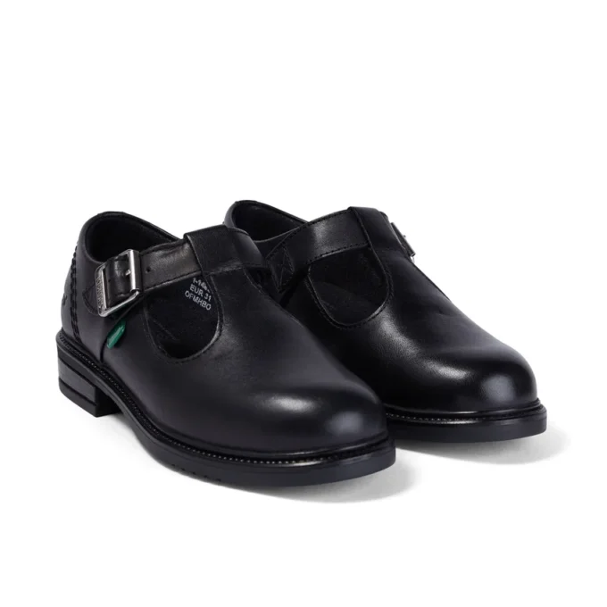 Junior Girls Lach T-Bar Leather Black