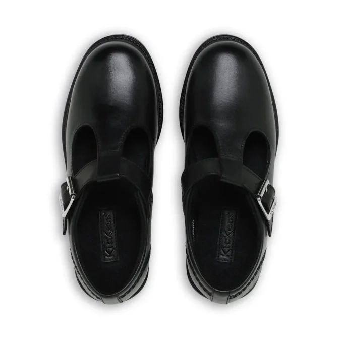 Junior Girls Lach T-Bar Leather Black