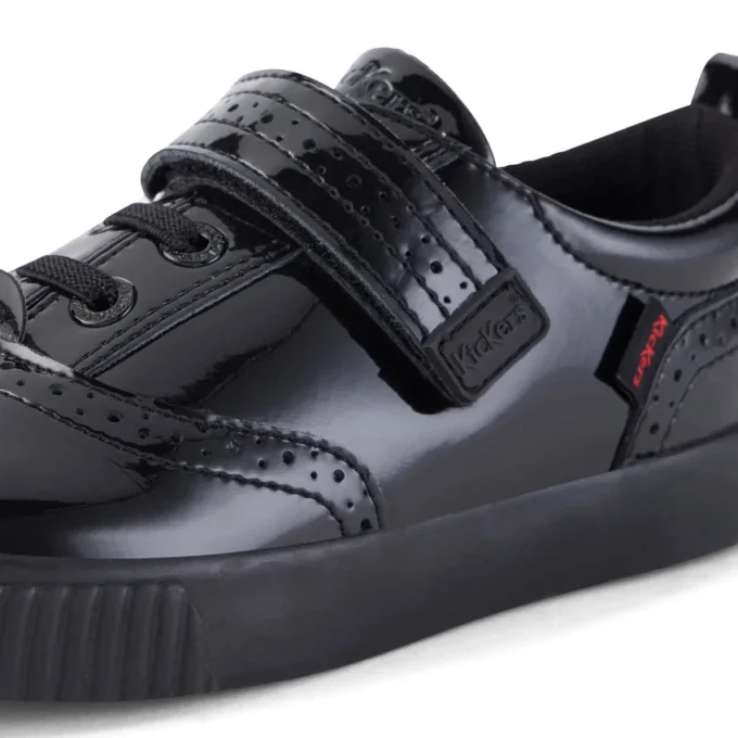 Junior Girls Tovni Brogue Shoe Patent Leather Black
