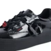 Junior Girls Tovni Stack Lo Flower Patent Leather Black