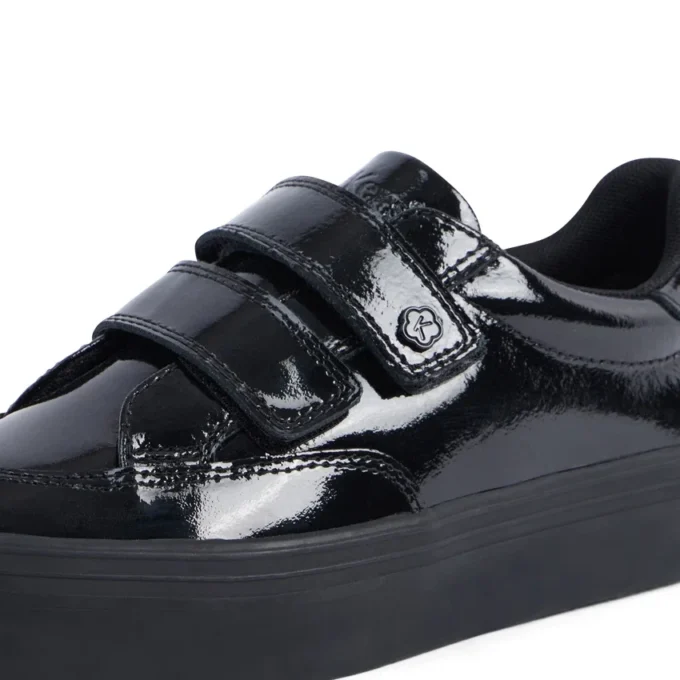 Junior Girls Tovni Stack Lo Vel Patent Leather Black