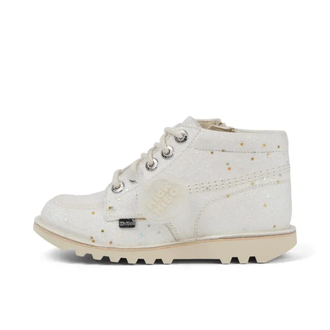 Junior Unisex Kick Hi Glitter Boots White